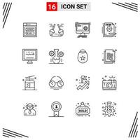 16 Thematic Vector Outlines and Editable Symbols of information funding command fund progress Editable Vector Design Elements