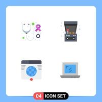 Pack of 4 creative Flat Icons of health internet care game network Editable Vector Design Elements