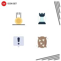 Modern Set of 4 Flat Icons and symbols such as exercise error message sport king bag Editable Vector Design Elements