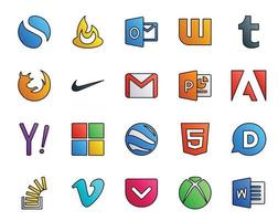 20 Social Media Icon Pack Including html microsoft gmail search adobe vector