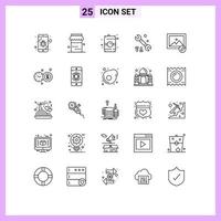 Pictogram Set of 25 Simple Lines of clock image food edit options Editable Vector Design Elements