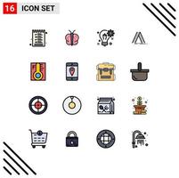 conjunto de 16 iconos de interfaz de usuario modernos signos de símbolos para la configuración de construcción de bombillas de construcción en la nube elementos de diseño de vectores creativos editables