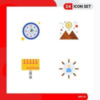 Pack of 4 Modern Flat Icons Signs and Symbols for Web Print Media such as clock signboard planet ad group Editable Vector Design Elements