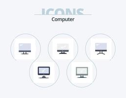 Computer Flat Icon Pack 5 Icon Design. . vector