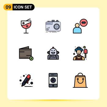 Modern Set of 9 Filledline Flat Colors and symbols such as artificial wallet male e add Editable Vector Design Elements