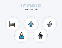 paquete de iconos llenos de línea humana 5 diseño de iconos. gente. niño. escritorio. transporte. equitación vector