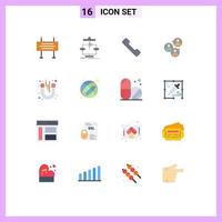 Group of 16 Modern Flat Colors Set for laboratory group flow focus focus group Editable Pack of Creative Vector Design Elements