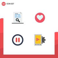 User Interface Pack of 4 Basic Flat Icons of content interface file heart user Editable Vector Design Elements