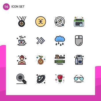 16 Flat Color Filled Line concept for Websites Mobile and Apps dad time orbit schedule sphere Editable Creative Vector Design Elements