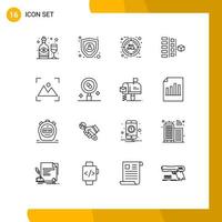 Set of 16 Modern UI Icons Symbols Signs for focus product discount planning phases Editable Vector Design Elements