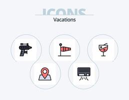 Vacations Line Filled Icon Pack 5 Icon Design. camera . watch. flag . timer . clock vector