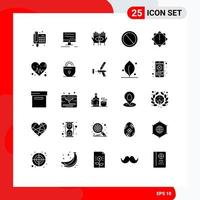 Solid Glyph Pack of 25 Universal Symbols of alert trash destiny garbage bin Editable Vector Design Elements