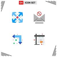 4 User Interface Flat Icon Pack of modern Signs and Symbols of arrows up left email message coffee Editable Vector Design Elements