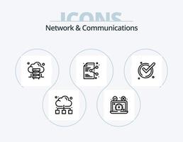 paquete de iconos de línea de red y comunicaciones 5 diseño de iconos. Internet. solución. objetivo. problema. pregunta vector