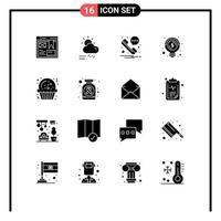 conjunto de 16 iconos de interfaz de usuario modernos signos de símbolos para elementos de diseño vectorial editables de bulbo de idea de clima de dinero de galletas vector