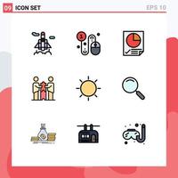 Pictogram Set of 9 Simple Filledline Flat Colors of design partners data cooperation partners collaboration Editable Vector Design Elements