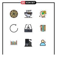 Pictogram Set of 9 Simple Filledline Flat Colors of inbox download head rotate arrow Editable Vector Design Elements