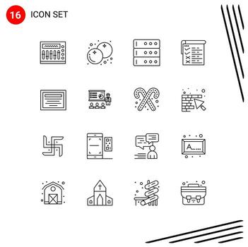 Pack of 16 creative Outlines of note education data qa testing Editable Vector Design Elements