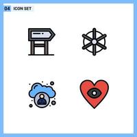 Universal Icon Symbols Group of 4 Modern Filledline Flat Colors of direction cloud motivation ship wheel eye Editable Vector Design Elements