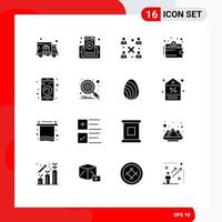 16 Thematic Vector Solid Glyphs and Editable Symbols of gadget money business payment cash Editable Vector Design Elements