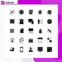 Pack of 25 Modern Solid Glyphs Signs and Symbols for Web Print Media such as eu security physics decoration pot Editable Vector Design Elements