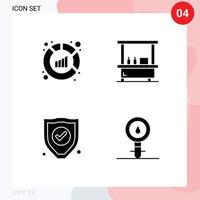 Pictogram Set of 4 Simple Solid Glyphs of analytics protection analysis park biochemistry Editable Vector Design Elements