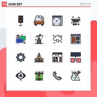 Mobile Interface Flat Color Filled Line Set of 16 Pictograms of chat physics off pendulum gambling Editable Creative Vector Design Elements