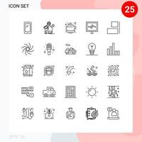 conjunto de 25 iconos de interfaz de usuario modernos signos de símbolos para alinear elementos de diseño vectorial editables de línea de vida de pago de pulso vector