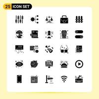 Modern Set of 25 Solid Glyphs and symbols such as global worker organization bag law Editable Vector Design Elements