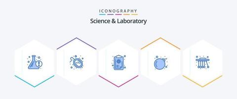 Science 25 Blue icon pack including science. pendulum. clipboard. virus. bomb vector
