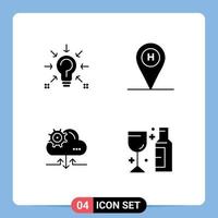 User Interface Solid Glyph Pack of modern Signs and Symbols of bulb cloud solution beach house gear Editable Vector Design Elements