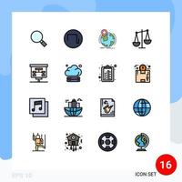 Set of 16 Modern UI Icons Symbols Signs for graphic libra globe finance balance Editable Creative Vector Design Elements