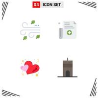 Editable Vector Line Pack of 4 Simple Flat Icons of blowing love wind register antenna Editable Vector Design Elements