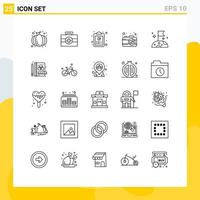 Modern Set of 25 Lines and symbols such as space moon copy pictures camera Editable Vector Design Elements