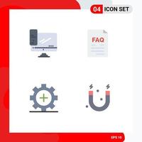 4 Creative Icons Modern Signs and Symbols of computer support pc document equipment Editable Vector Design Elements