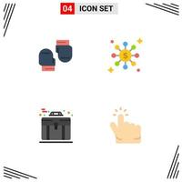 4 Creative Icons Modern Signs and Symbols of boxing briefcase protective network click Editable Vector Design Elements