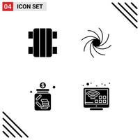 Group of 4 Modern Solid Glyphs Set for fun investment sport universe saving Editable Vector Design Elements