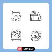 Pictogram Set of 4 Simple Filledline Flat Colors of arrow screen upload heart data Editable Vector Design Elements