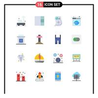 16 Universal Flat Color Signs Symbols of graves world relationship wide search Editable Pack of Creative Vector Design Elements