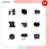 Mobile Interface Solid Glyph Set of 9 Pictograms of mardi gras right backdoor left software Editable Vector Design Elements