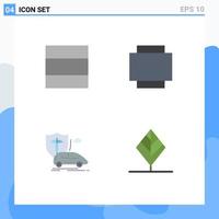 Modern Set of 4 Flat Icons Pictograph of grid feather rotate insurance nature Editable Vector Design Elements