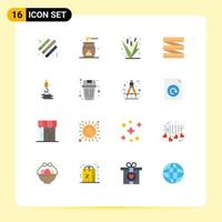 16 User Interface Flat Color Pack of modern Signs and Symbols of crane measurement relaxation diet farming Editable Pack of Creative Vector Design Elements