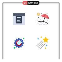 Pack of 4 creative Flat Icons of dropdown asteroid beach productivity space Editable Vector Design Elements