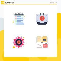 Set of 4 Vector Flat Icons on Grid for list india check list email rangoli Editable Vector Design Elements