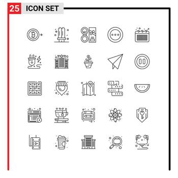 User Interface Pack of 25 Basic Lines of radio loading make up layout powder Editable Vector Design Elements