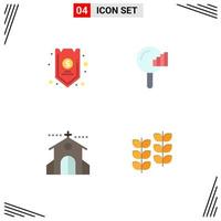 4 Universal Flat Icon Signs Symbols of safe celebration funds search event Editable Vector Design Elements