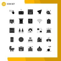 Mobile Interface Solid Glyph Set of 25 Pictograms of data management analysis internet tool measuring Editable Vector Design Elements