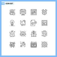 Set of 16 Modern UI Icons Symbols Signs for product definnig graphics business valentine Editable Vector Design Elements