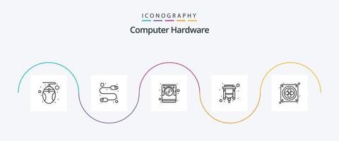 Computer Hardware Line 5 Icon Pack Including fan. hdmi. computer. usb. cable vector