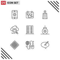 Set of 9 Modern UI Icons Symbols Signs for fitness disease road access data Editable Vector Design Elements